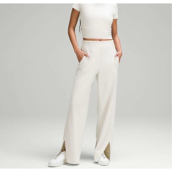 Lululemon Stretch Woven Wide-Leg High-Rise Pant Bone Women's Size XL - Picture 1 of 5